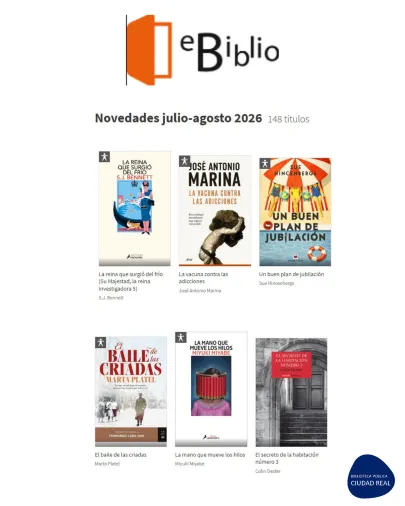 Imagen de las Novedades eBiblio julio-agosto