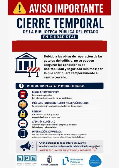 Cartel de cierre de la biblioteca